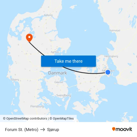 Forum St. (Metro) to Sjørup map