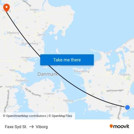 Faxe Syd St. to Viborg map