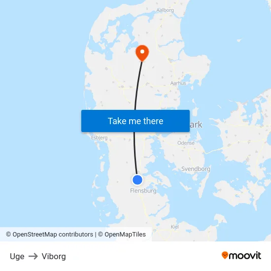 Uge to Viborg map
