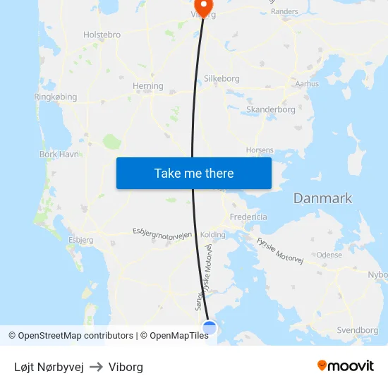 Løjt Nørbyvej to Viborg map