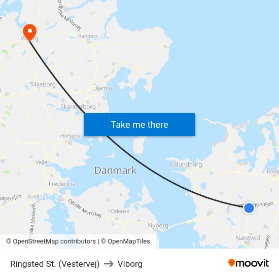 Ringsted St. (Vestervej) to Viborg map
