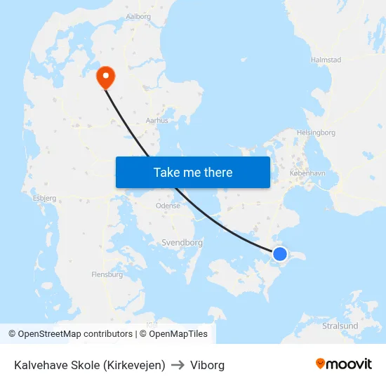 Kalvehave Skole (Kirkevejen) to Viborg map