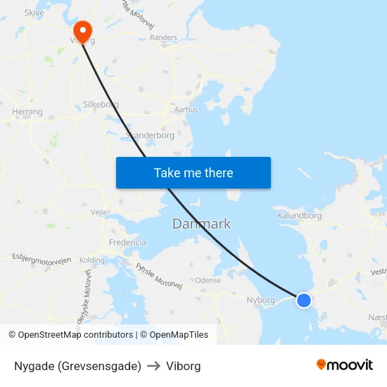 Nygade (Grevsensgade) to Viborg map