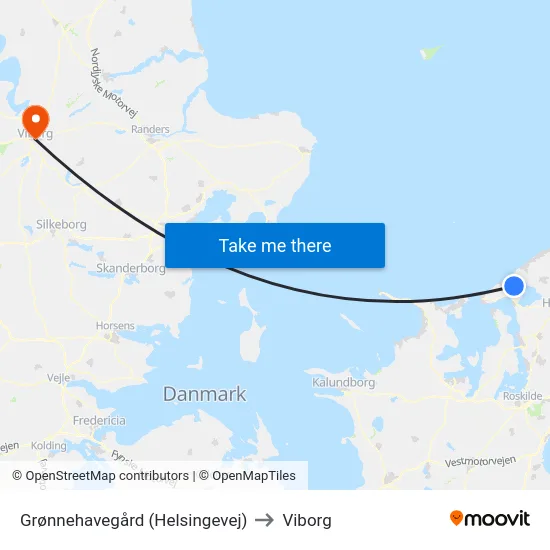 Grønnehavegård (Helsingevej) to Viborg map