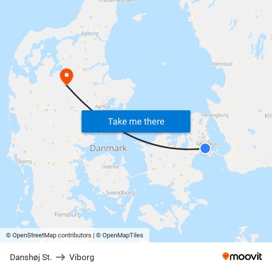 Danshøj St. to Viborg map