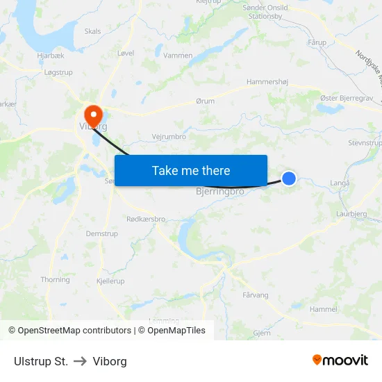 Ulstrup St. to Viborg map