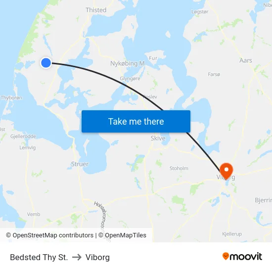 Bedsted Thy St. to Viborg map