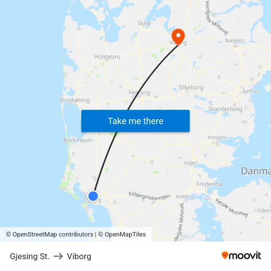 Gjesing St. to Viborg map