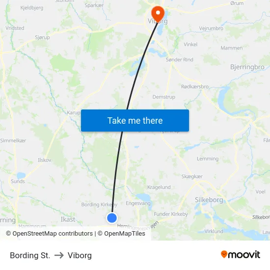 Bording St. to Viborg map