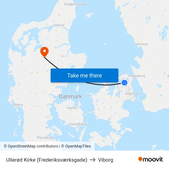 Ullerød Kirke (Frederiksværksgade) to Viborg map