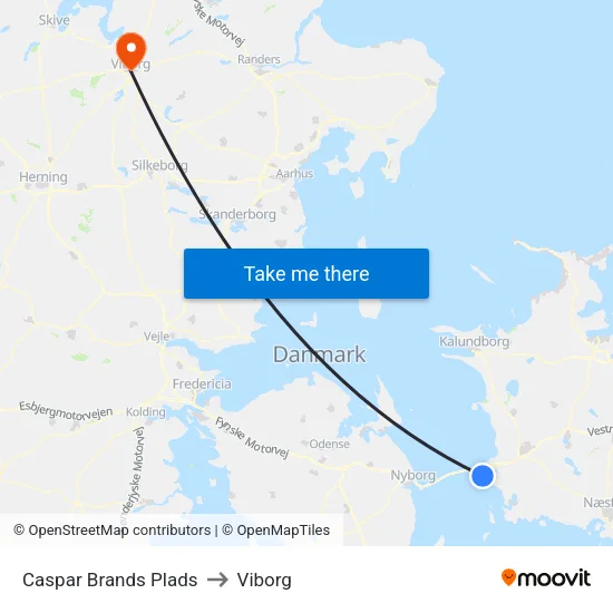 Caspar Brands Plads to Viborg map