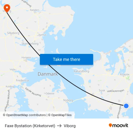 Faxe Bystation (Kirketorvet) to Viborg map