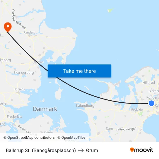 Ballerup St. (Banegårdspladsen) to Ørum map