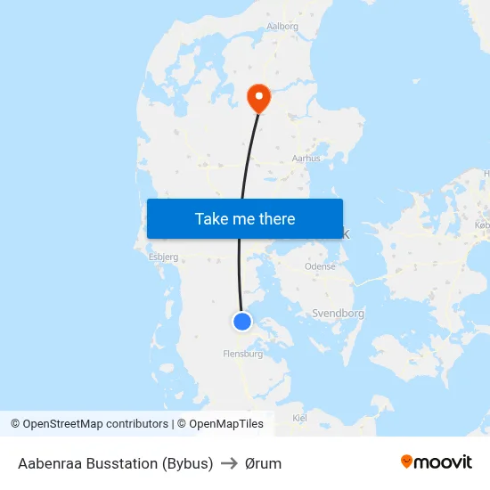 Aabenraa Busstation (Bybus) to Ørum map