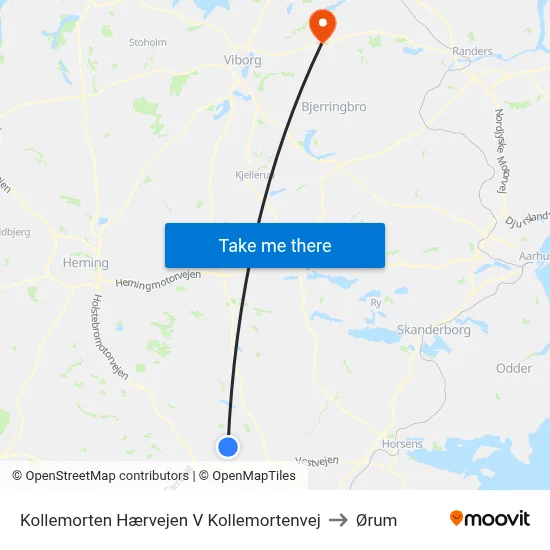 Kollemorten Hærvejen V Kollemortenvej to Ørum map