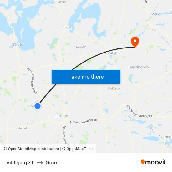 Vildbjerg St. to Ørum map