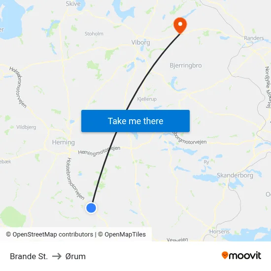 Brande St. to Ørum map