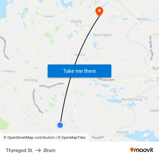 Thyregod St. to Ørum map