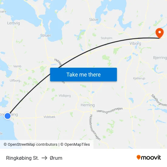Ringkøbing St. to Ørum map