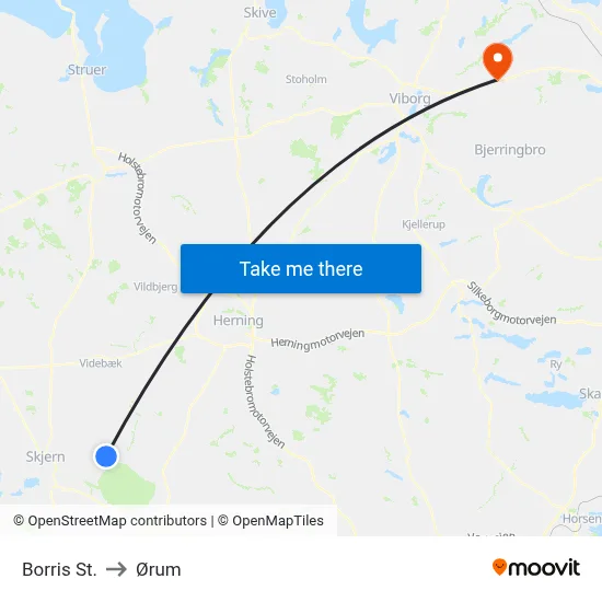Borris St. to Ørum map