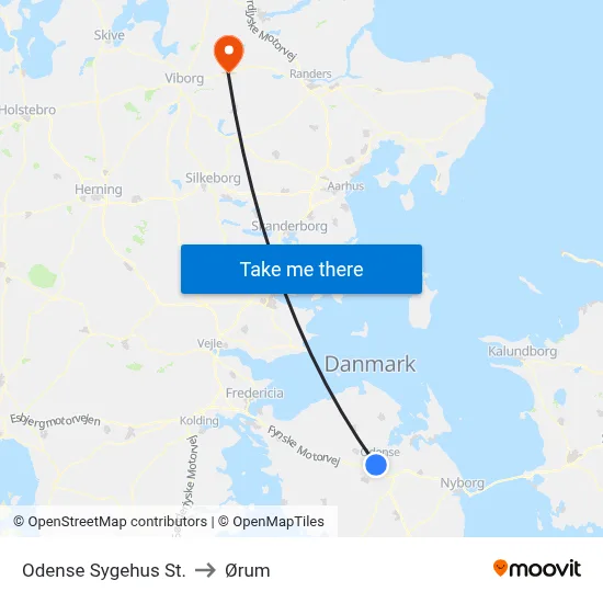 Odense Sygehus St. to Ørum map