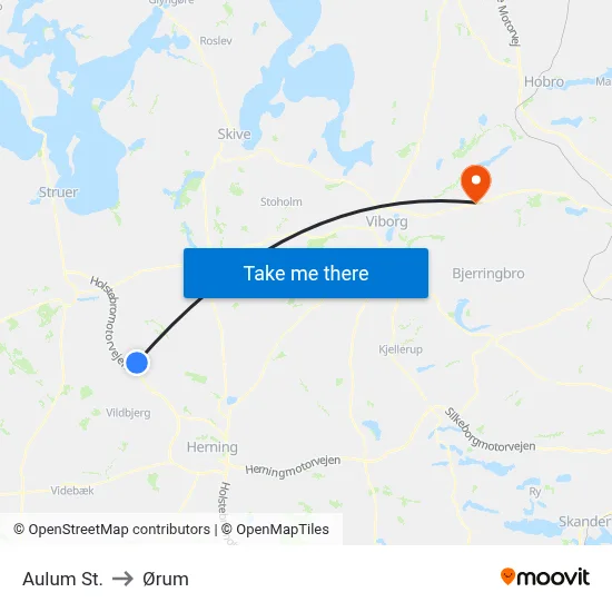 Aulum St. to Ørum map