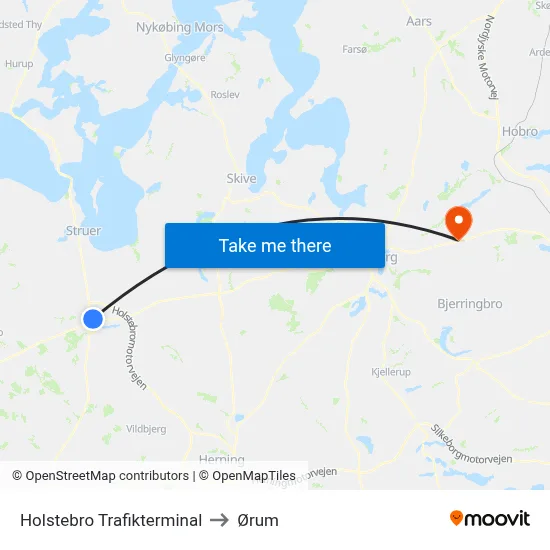 Holstebro Trafikterminal to Ørum map