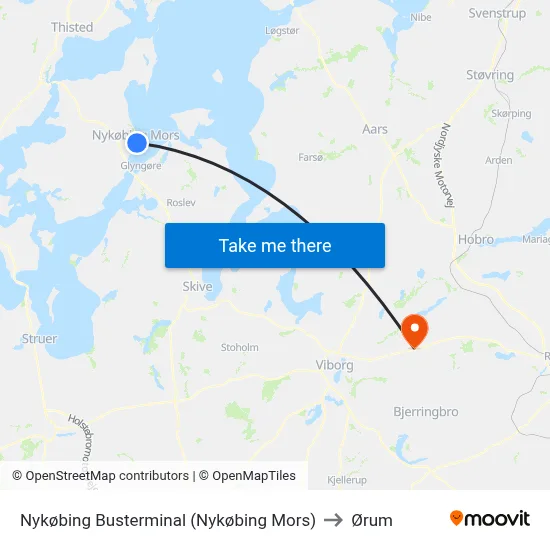 Nykøbing Busterminal (Nykøbing Mors) to Ørum map