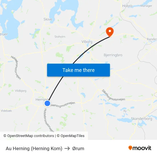 Au Herning (Herning Kom) to Ørum map