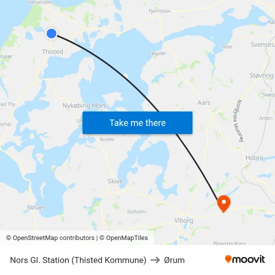 Nors Gl. Station (Thisted Kommune) to Ørum map