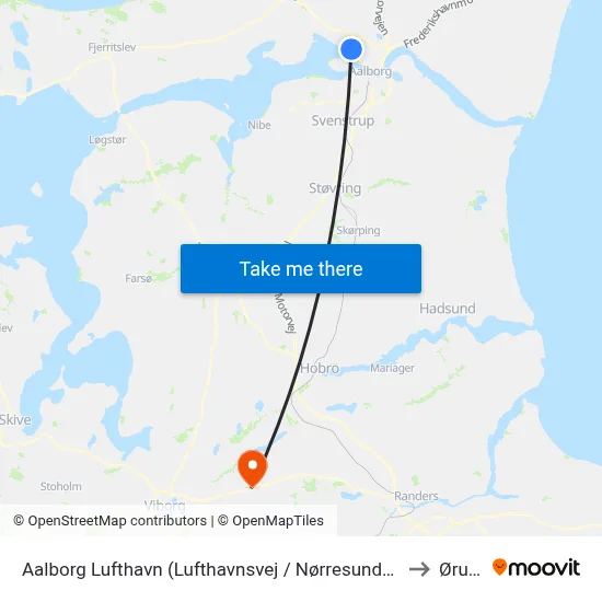 Aalborg Lufthavn (Lufthavnsvej / Nørresundby) to Ørum map