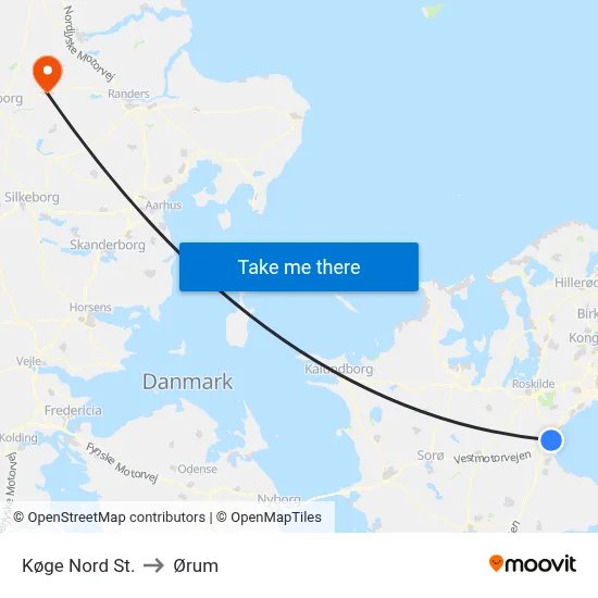 Køge Nord St. to Ørum map
