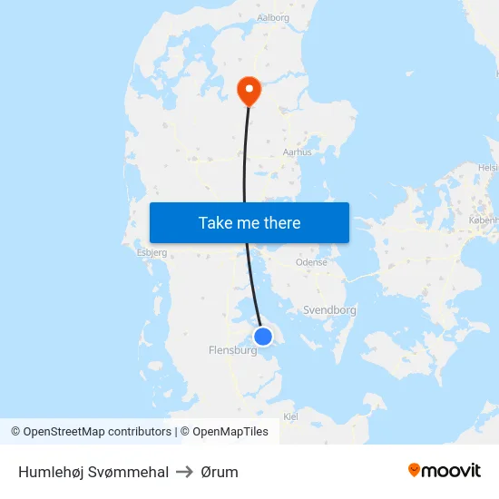 Humlehøj Svømmehal to Ørum map