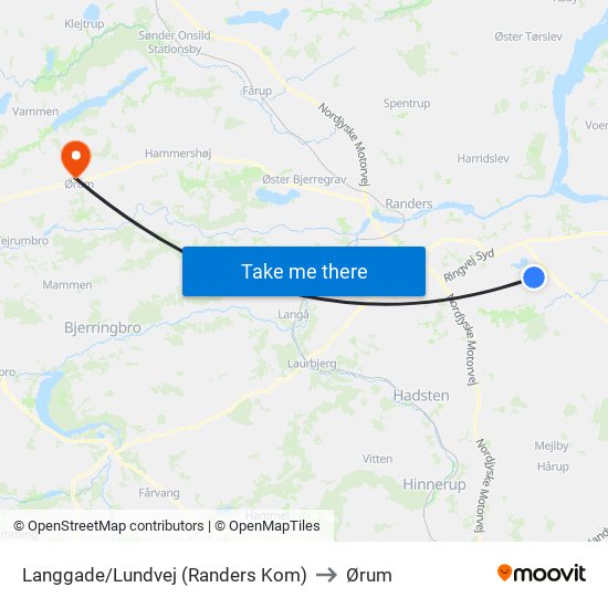 Langgade/Lundvej (Randers Kommune) to Ørum map