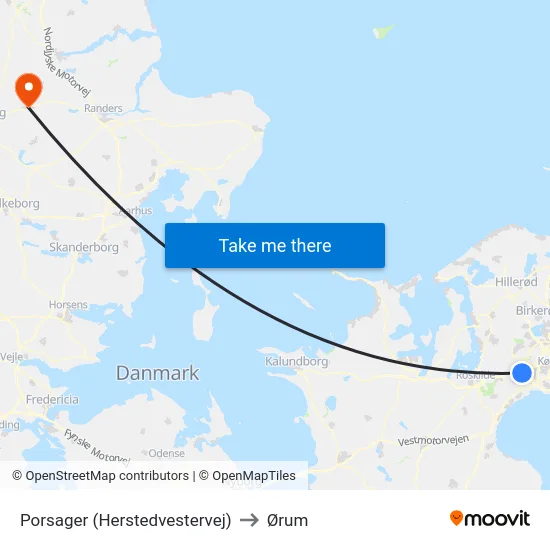 Porsager (Herstedvestervej) to Ørum map