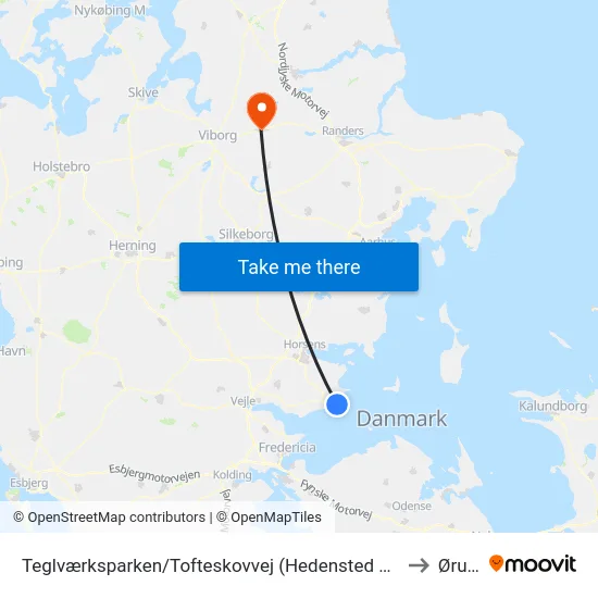 Teglværksparken/Tofteskovvej (Hedensted Kom) to Ørum map