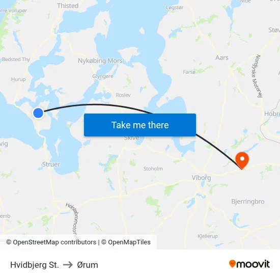 Hvidbjerg St. to Ørum map