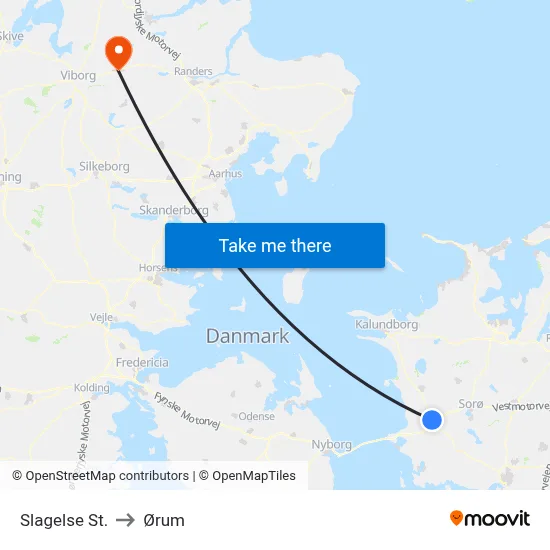Slagelse St. to Ørum map