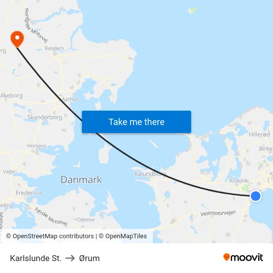 Karlslunde St. to Ørum map