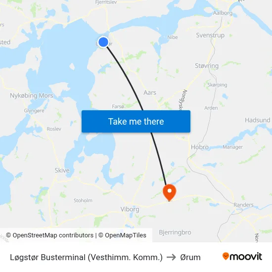 Løgstør Busterminal (Vesthimm. Komm.) to Ørum map
