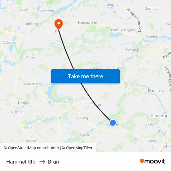 Hammel Rtb. to Ørum map