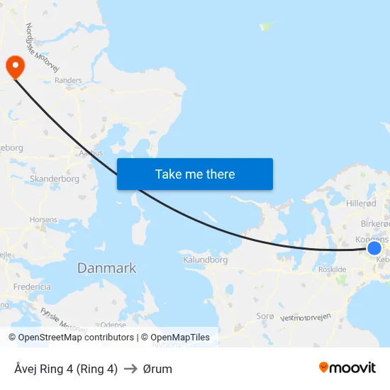 Åvej Ring 4 (Ring 4) to Ørum map