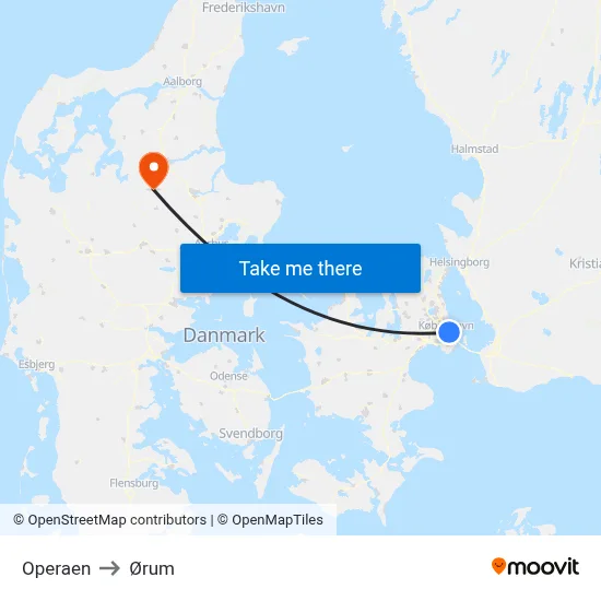 Operaen to Ørum map