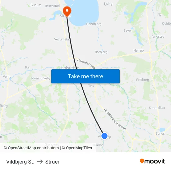 Vildbjerg St. to Struer map