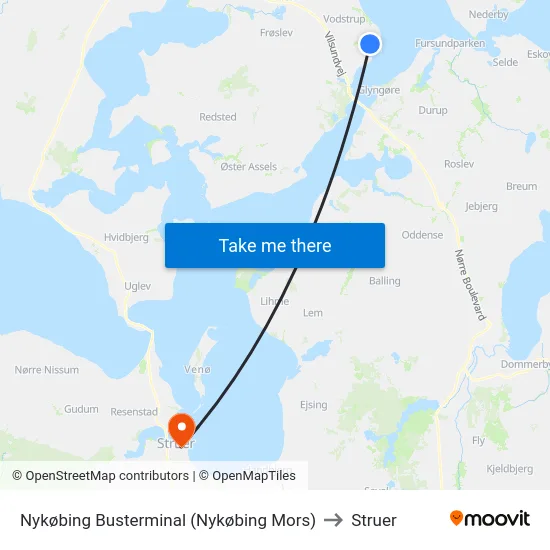 Nykøbing Busterminal (Nykøbing Mors) to Struer map