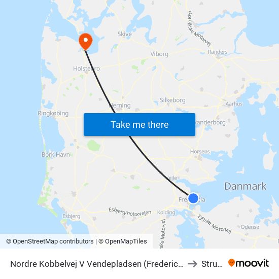 Nordre Kobbelvej V Vendepladsen (Fredericia) to Struer map