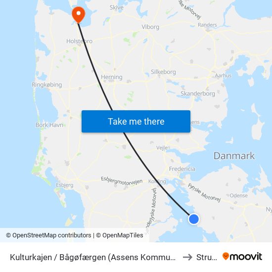Kulturkajen / Bågøfærgen (Assens Kommune) to Struer map