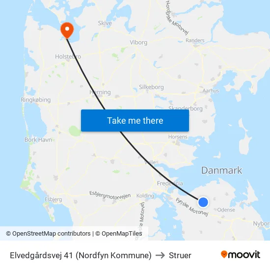 Elvedgårdsvej 41 (Nordfyn Kommune) to Struer map