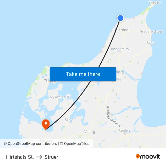 Hirtshals St. to Struer map