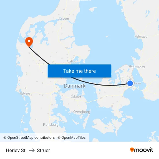 Herlev St. to Struer map
